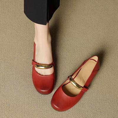 Туфли Krazing Pot из натуральной кожи с круглым носком, размер 40, на толстом низком каблуке, модные осенние туфли с металлическим украшением