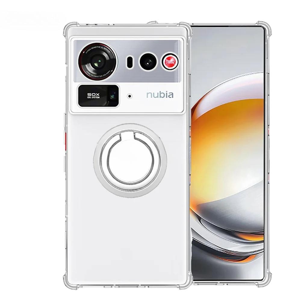 Магнитный держатель-кольцо Чехол Для ZTE Nubia Z80 Ultra NX741J 5G Прозрачный Мягкий Силикон Ударопрочный Чехол Для Nubia Z80 Ultra