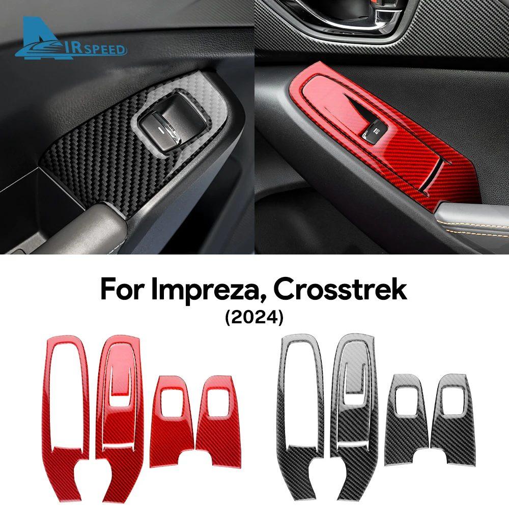 Real Soft Carbon Fiber Sticker For Subaru Crosstrek Impreza 2024 2025 2026 Car Door Window Button Frame Interior Accessories