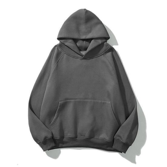 Men Hoodie with Solid Color Hood Large Front Pocket Pullover Sweatshirt Loose Fit Sports Tops Street Wear