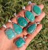 Amazonite Gemstone 925 Sterling Silver Plated Handmade 5 PCs Fancy Pendants Jewelry SEN-149