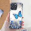 Цветок синей бабочки подходит для iPhone Apple 17Promax вся серия с мелкими отверстиями 17Pro взрывной новый 17Air новый