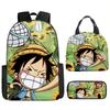 One Piece Luffy Backpack 3-Piece Set Student School Bag Anime Backpack Lunch Box Classic Large Capacity Waterproof