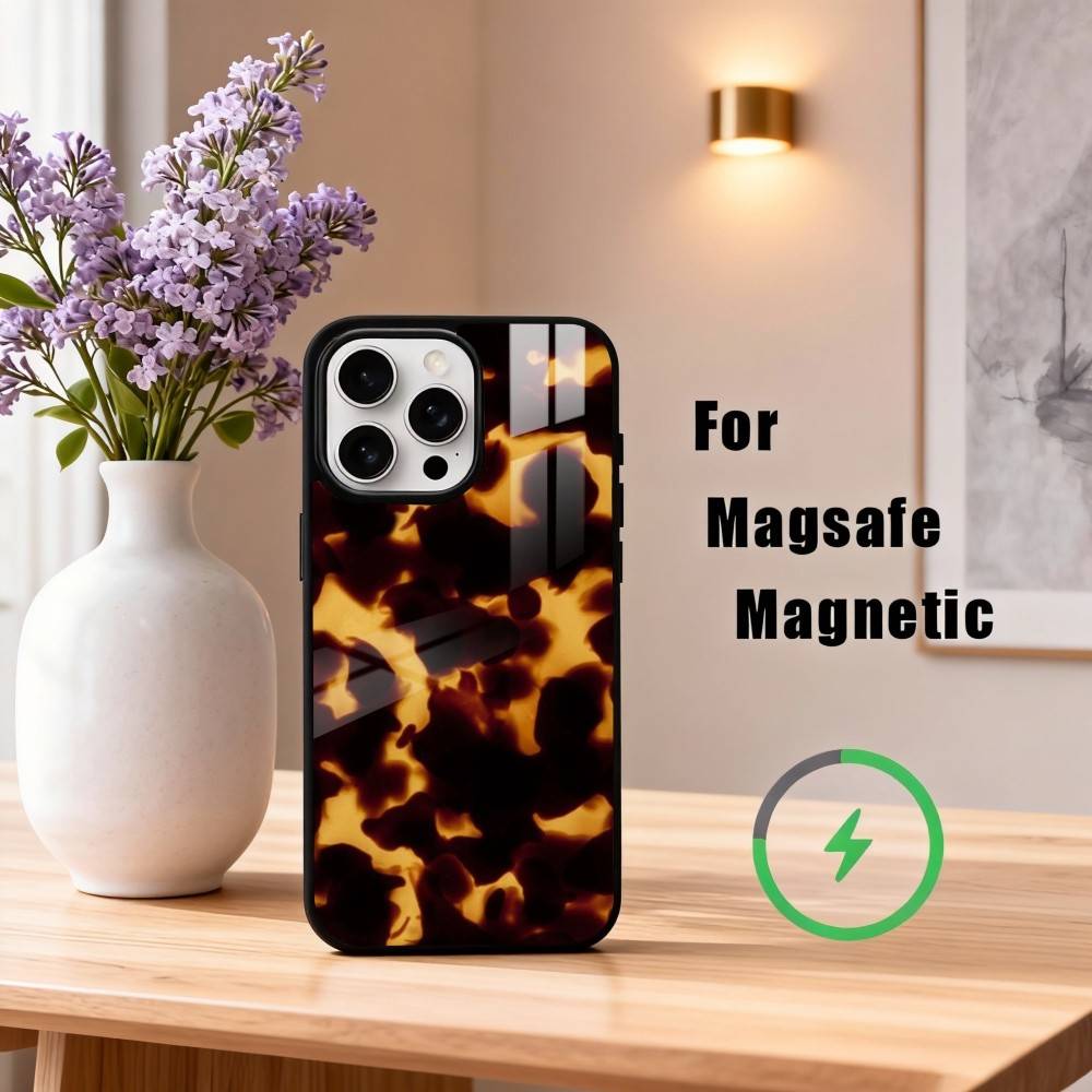 T-Tortoise Shell Marble Phone Case For iPhone17,16,15,14,13,12,11 Plus,Pro Max Magnetic For Magsafe Wireless Charging