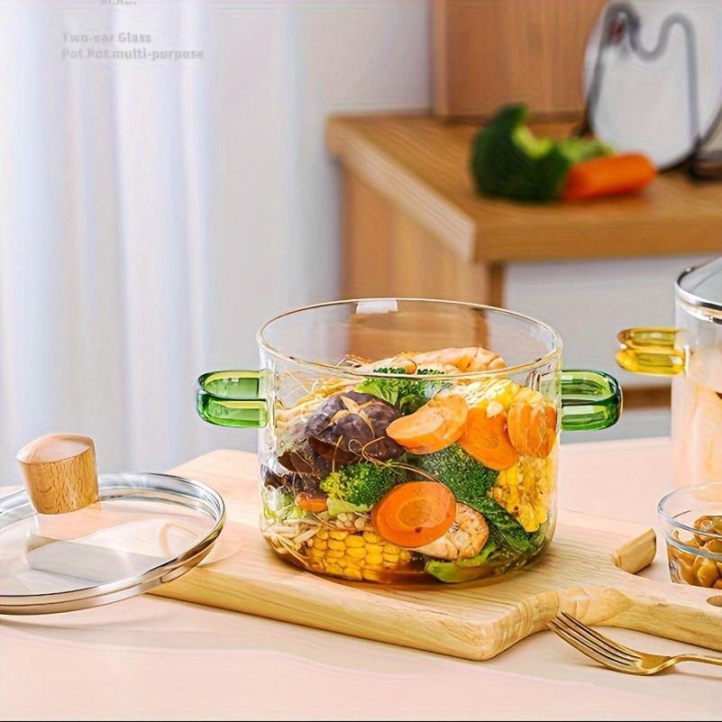 Durable High Borosilicate Glass Cookware Dual-Handle Stew & Soup Pot Transparent Design Electric Stove Compatible