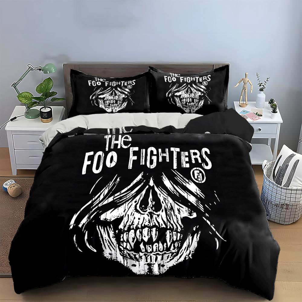 Foo Fighters Skull Black Bedding Set Bedding set (1 duvet cover, 2 pillowcases, duvet not included)