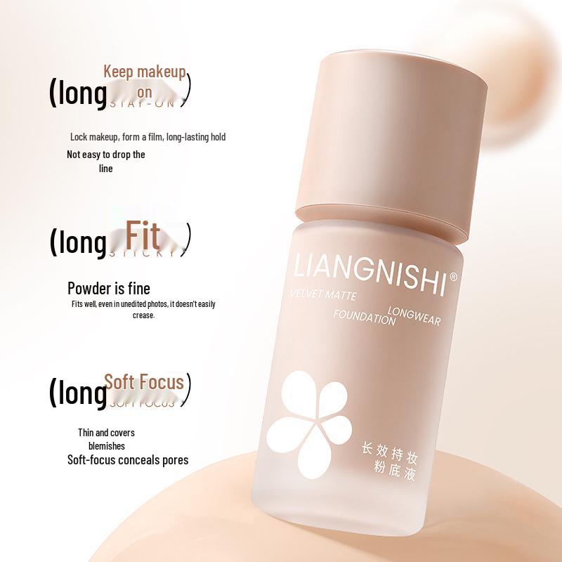 Liang Ni Shi Long-Lasting Soft Light Moisturizing Foundation: Brightening, Smudge-Free, Close-Fit, Oil-Control, Soft Focus.