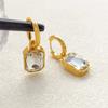 Hot Stainless Steel Geometric Square Zircon Earrings Necklace Women's Fashion High-end Retro Temperament Versatile Jewelry Gift