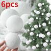 6pcs Round White Foam Christmas Balls 4/6/8CM Xmas Tree Hanging Pendant  New Year Gift