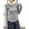 Базовая нижняя рубашка женская осенне-зимняя внутренняя свитером с круглым вырезом прилегающая и тонкая с длинным рукавом мягкий восковой вязаный свитер топ