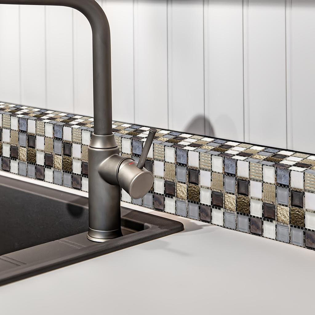 10pcs Mosaic Tile Sticker Waterproof Self-Adhesive Wall Decor for Kitchen & Bathroom - Oil Proof Wall Sticker