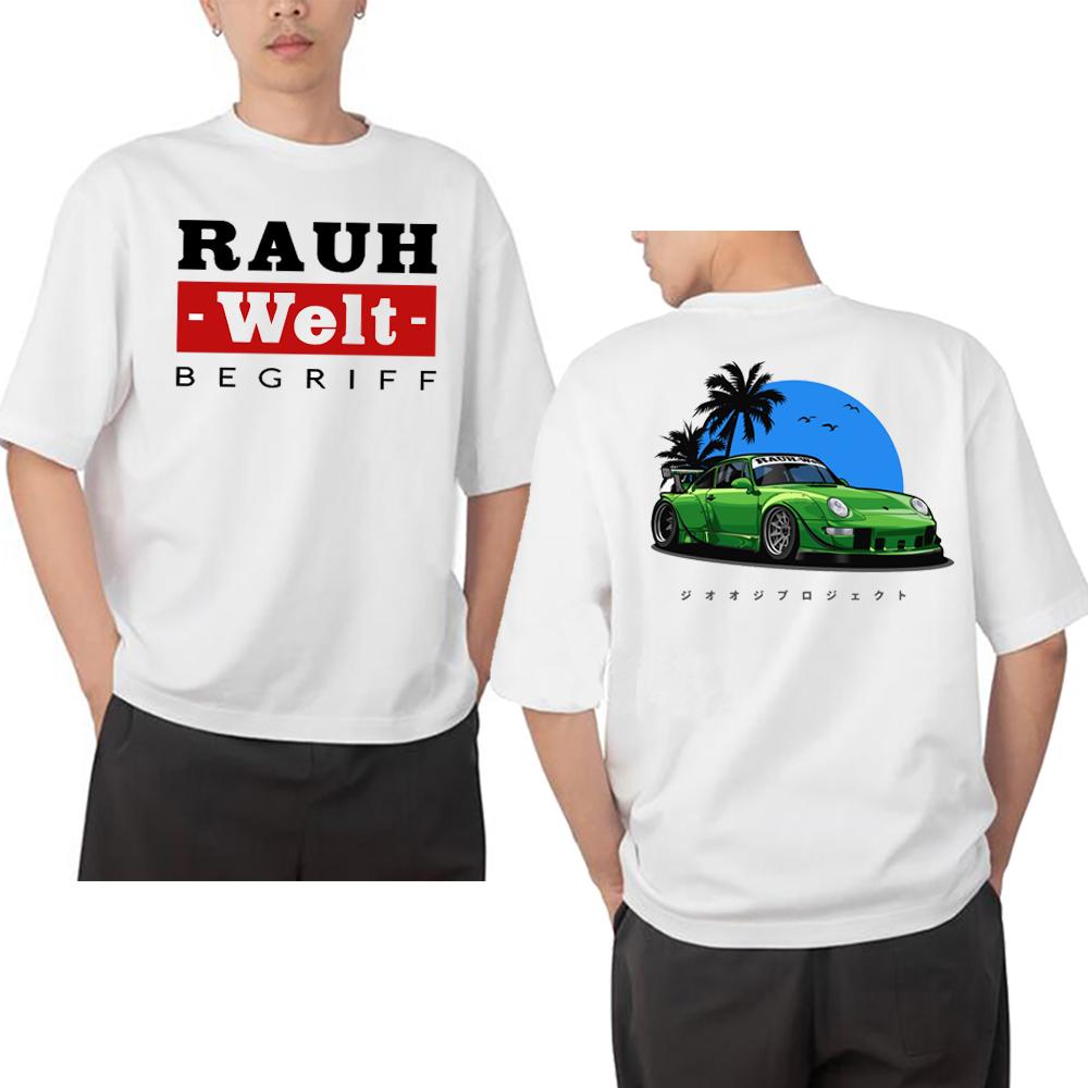 RAUH Welt BEGRIFF T Shirt RWB 993 964 JDM Tuning Car Classic T-Shirt Men Short Sleeve Japan Hip Hop Boy White Casual Tees Tops