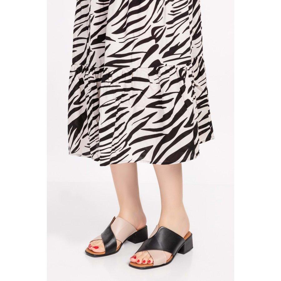 Женские летние тапочки из натуральной кожи на низком каблуке, сабо