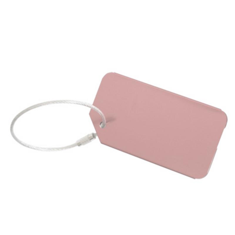 Aluminum Alloy Luggage Tag, Metal Carry-On Tag for Suitcase, Check-In Tag for Trolley Case, Includes Handwritten Card Paper, Brushed Rose Gold