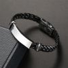 AZIZ BEKKAOUI выгравировано имя, черный плетеный кожаный браслет с оплеткой, браслет из нержавеющей стали, мужской браслет, мужские ювелирные изделия, винтажные украшения