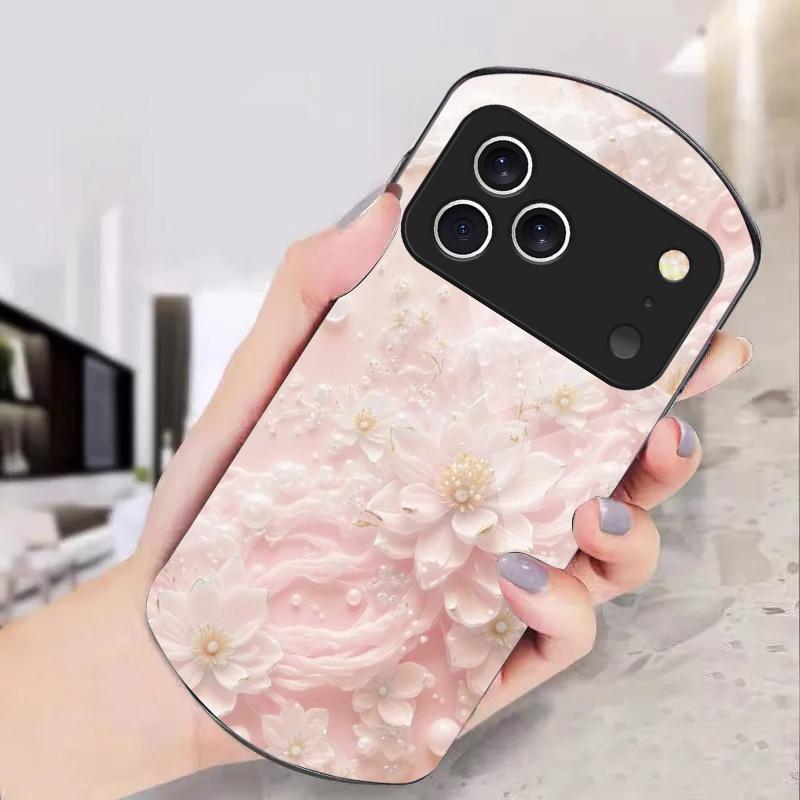 Красивые белые цветы Для iPhone 17 Air 16 15 14 Pro 13 Plus 12 mini 11 Pro Max XR X 7 8 Эллиптический закаленный стеклянный чехол для телефона