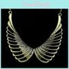 Retro Angel Fashionable Wing Pendant Women Metal Necklace For Travel And Gift