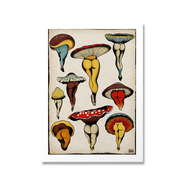 Симпатичная и сексуальная морковь, мороженое, гриб, принт на холсте и плакат, татуировка с растением