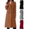 Женское осенне-зимнее пальто двубортное с отложным воротником, свободное, однотонное, с длинным рукавом, с пуговицами, утолщенное, теплое, ветрозащитное, для женщин, стиль OL Commute