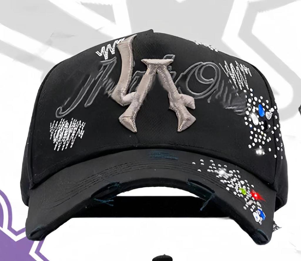High Quality 5-Panel Curved Brim Baseball Cap with Rhinestone Embellishments Terry Fabric Dobby Style-Sporty Unisex Adult Hat