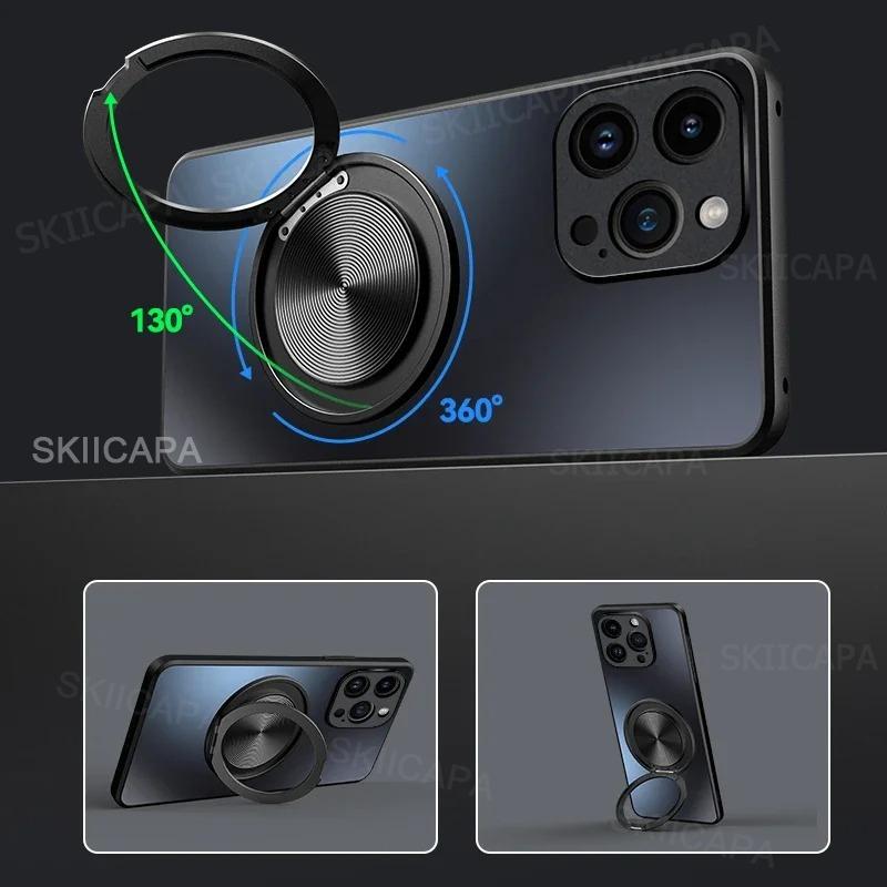 AG Matte Magnetic Case for Realme 15 Pro 5G 360° Rotating Ring Holder Wireless Charging Hard Cover for Realme 15 5G