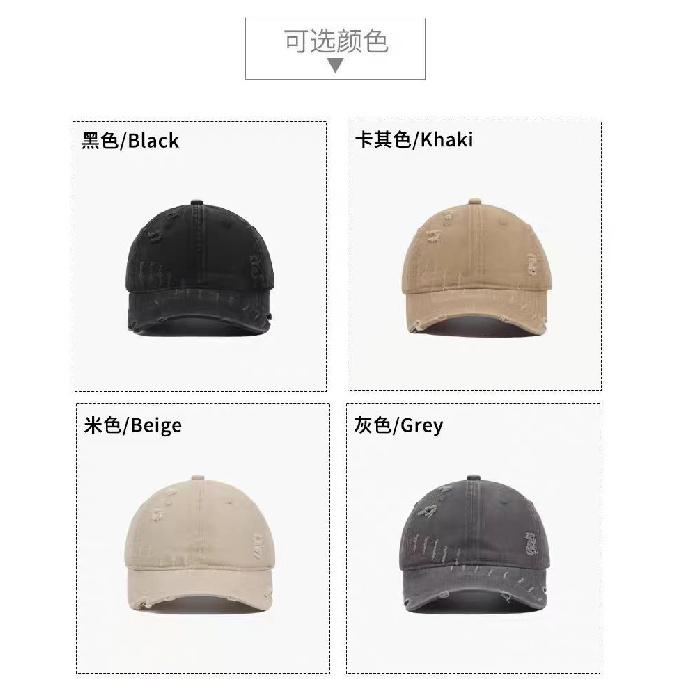 Unique design, washed denim baseball cap with frayed edges, distressed curved brim, suitable for couples, perfect for spring, summer, and autumn