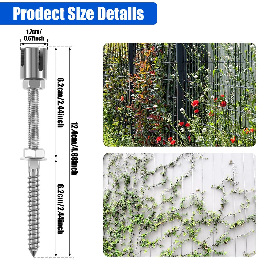 Комплект проволочной шпалеры из нержавеющей стали для лазающих растений, прочные кабельные зажимы с крестовой головкой, замена настенной шпалеры с расширением 2025