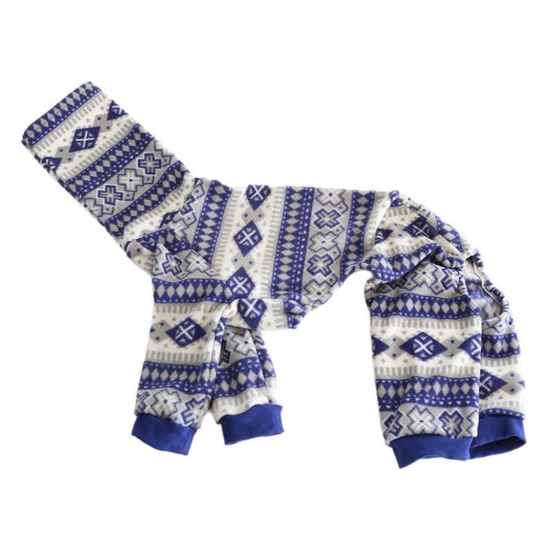Winter Fleece Dog Pajamas Nordic Ethnic Pattern Four-Legs Jumpsuit for Italian Greyhound Whippet High Neck Thermal Pet Clothes