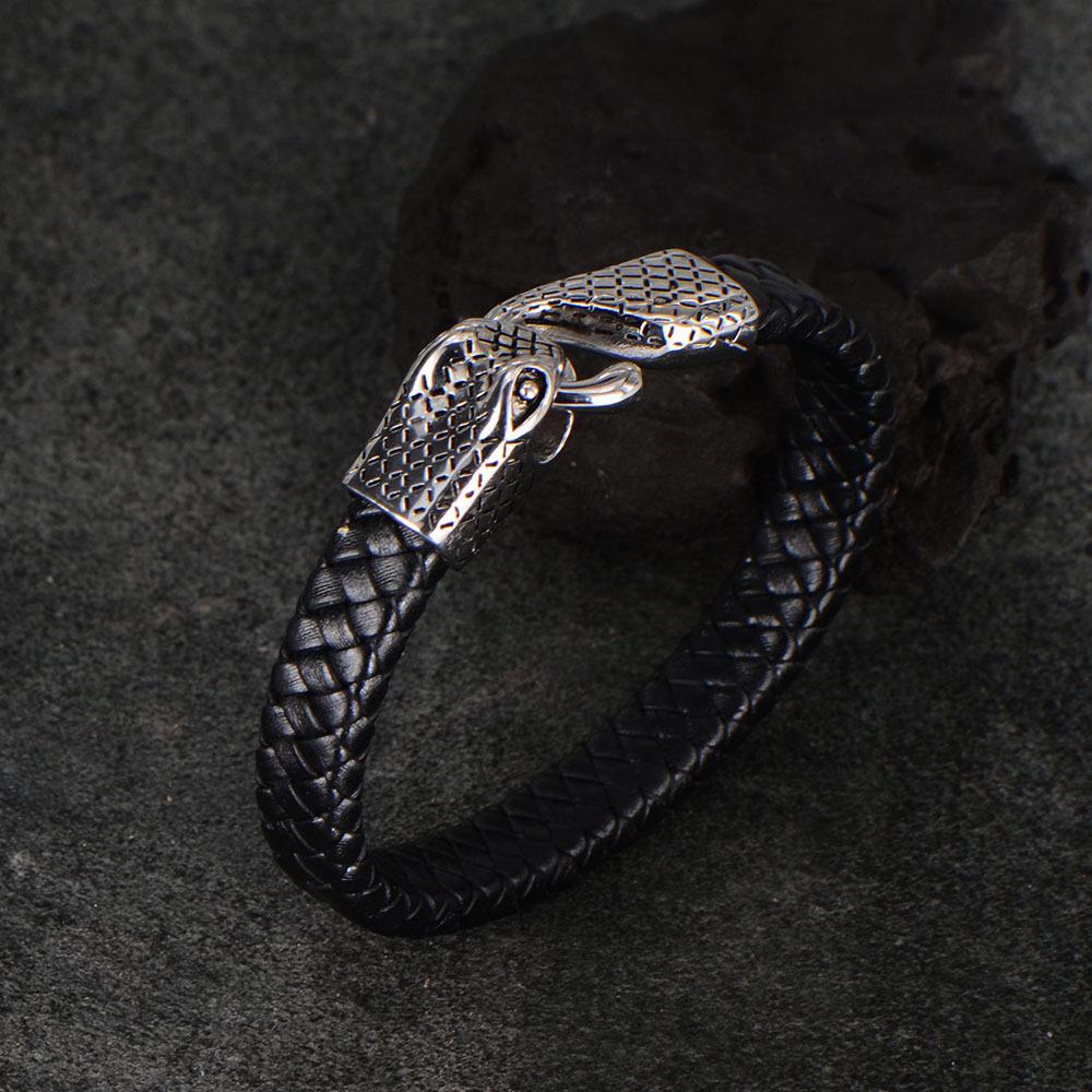 Retro foreign trade jewelry trendy men's personalized stainless steel bracelet, punk style snakehead bracelet