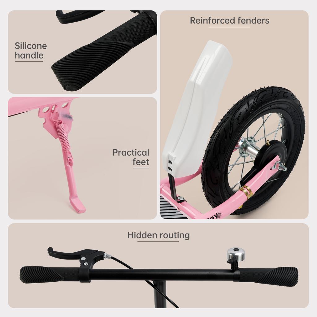 Складной городской кик-скутер с амортизацией для взрослых и подростков с большими 12-дюймовыми резиновыми пневматическими колесами с плавным ходом