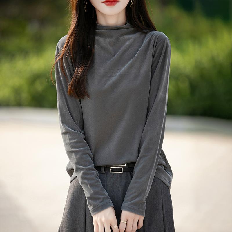 Осенне-зимняя женская теплая свободная рубашка с длинными рукавами, простая трикотажная рубашка, модные легкие роскошные внутренние топы