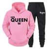 Lover Outfit Her QUEEN or His KING Printed Tracksuits Couple Hoodies Suits Hooded Sweatshirt and Sweatpants Two Piece Set S-4XL