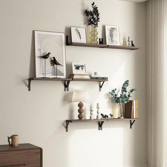 2 шт. настенный стеллаж для хранения вещей большая плавающая полка грузоподъемность 40 фунтов простая установка деревянный держатель для хранения