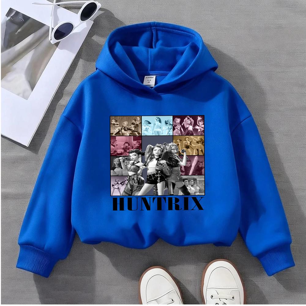 Huntrix Детский свитшот с мультяшным принтом для девочек, модный повседневный пуловер с длинным рукавом для детей, одежда для малышек