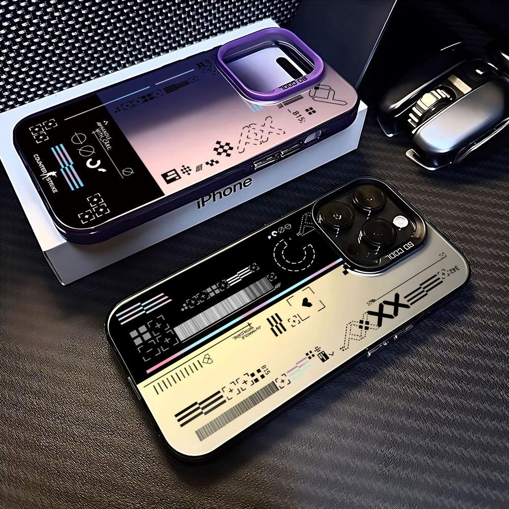 Модный игровой чехол для телефона iPhone 16 15 14 13 12 11 Pro Max X XR XS 8 7 Plus SE2, противоударный, лазерный, серебристый, матовый, задняя крышка