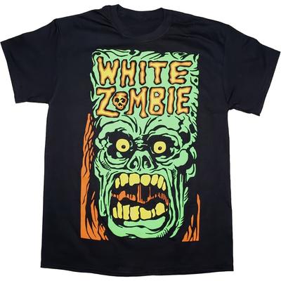 Винтажная черная футболка с коротким рукавом и графическим принтом группы White Zombie для мужчин, повседневная футболка с круглым вырезом и смелым дизайном черепа