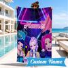 Custom Name KPop Cartoon Beach Towel Microfiber Beach Towel, Lightweight and Quick-Dry, for Summer Travel, Swimming Pool Gift