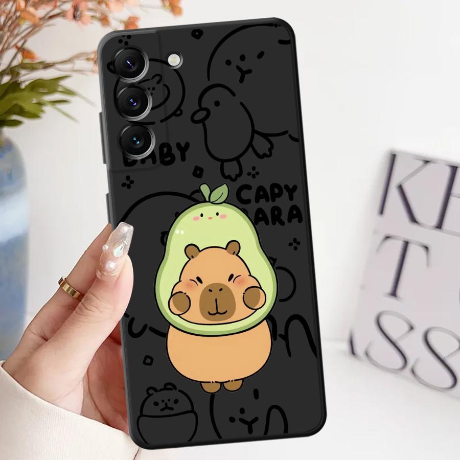 Чехол для Samsung Galaxy A40 A16 A17 A06 A20 A13 A30 A15 A70 A05 A04 A50 A10 A12 Черный Мягкий Чехол для Телефона Капибара Милый Мультяшный