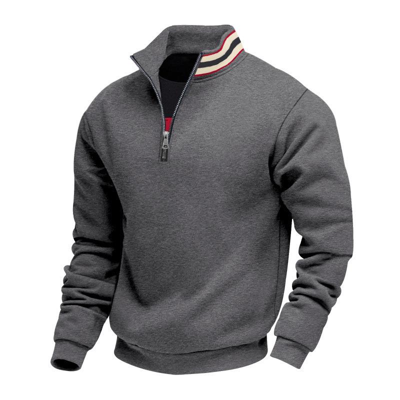 Mens Thick Fleece Loose Stand Collar Half Zip Casual Warm Sports Sweatshirt