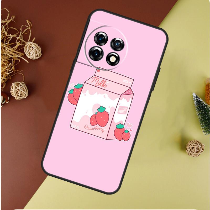 Милый Клубничный Молочный Чехол для Телефона OnePlus 13 12 11 12R 13R 9 10 Pro 8T 9RT 10T 10R Nord 4 CE 2 3 Lite N20 N30
