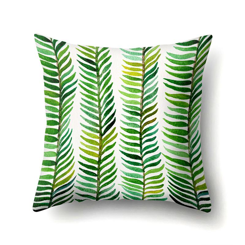 Polyester Pillow Case Nordic Ins Style Plant Flower Print Peach Leather Velvet Cushion Cover Car Waist Cushion Cover