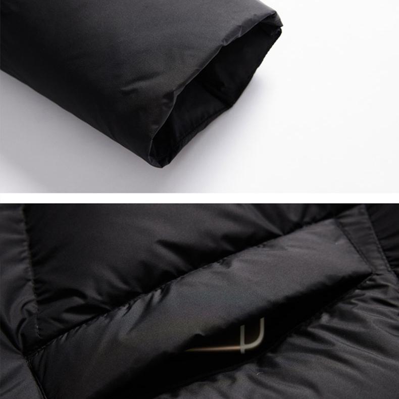 Пуховик с капюшоном женский зимний средней длины новый модный белый утиный пух большого размера