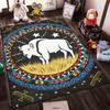 Tribal White Buffalo Rug with Geometric Patterns and Black Background Suitable for use as an anti-slip for living room bedroom sofas
