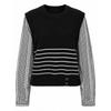 Shop   Women S R Neck Check Sleeve layeRed Knit blouSe Tee ivoRy Siu Wkn260116