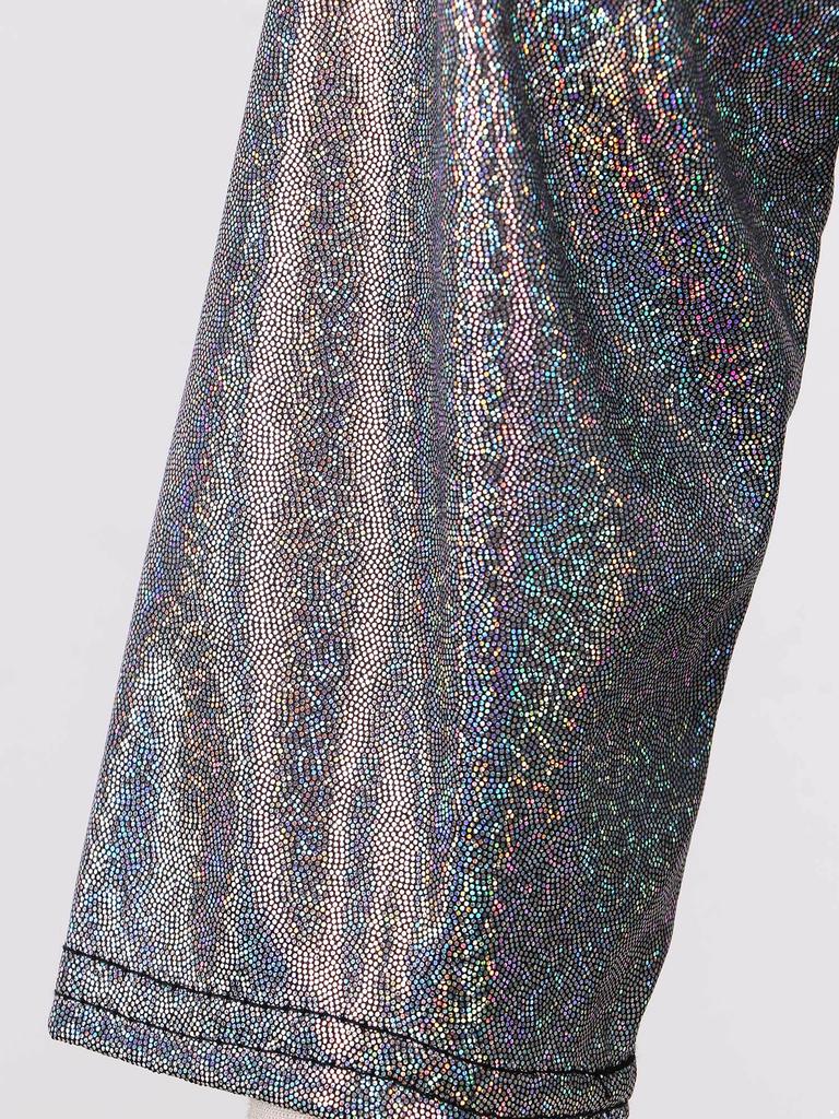 Unisex Kids Metallic Bronzing Cloth Tshirt Long Sleeve Loose Fit Round Neck Top for Parties Performances