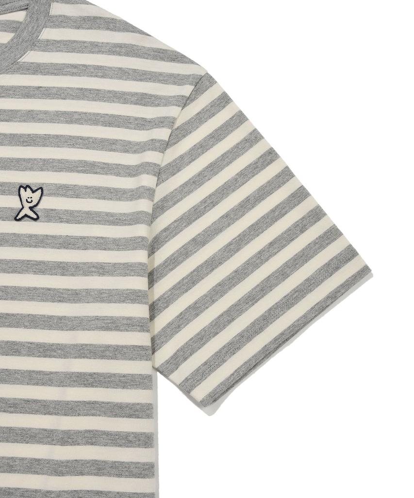 WACKY WILLY Basic Striped Short Sleeve T-Shirt Gray