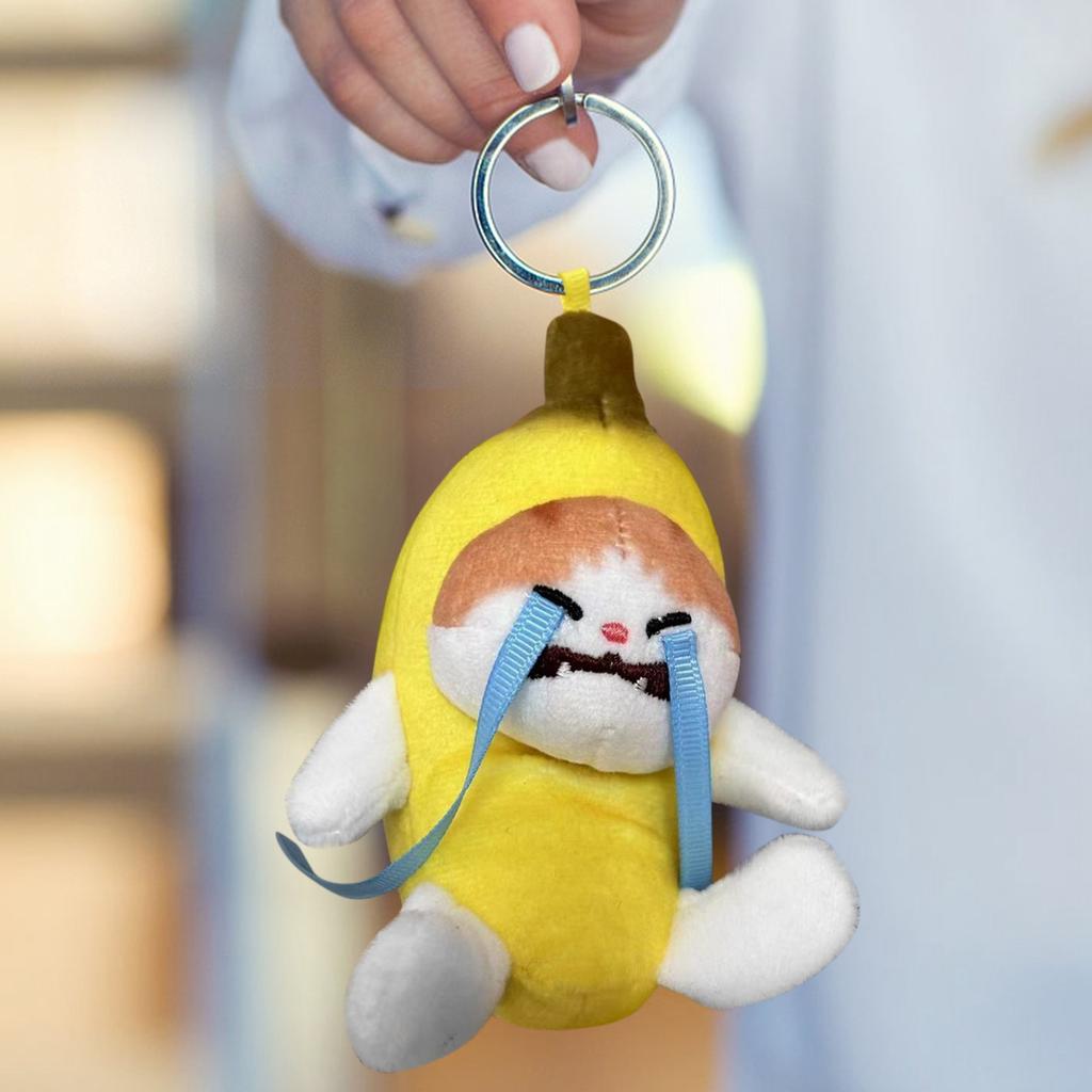 Creative Cute Crying Plush Banana Girl Doll Keychain Doll Student Gift Backpack Pendant