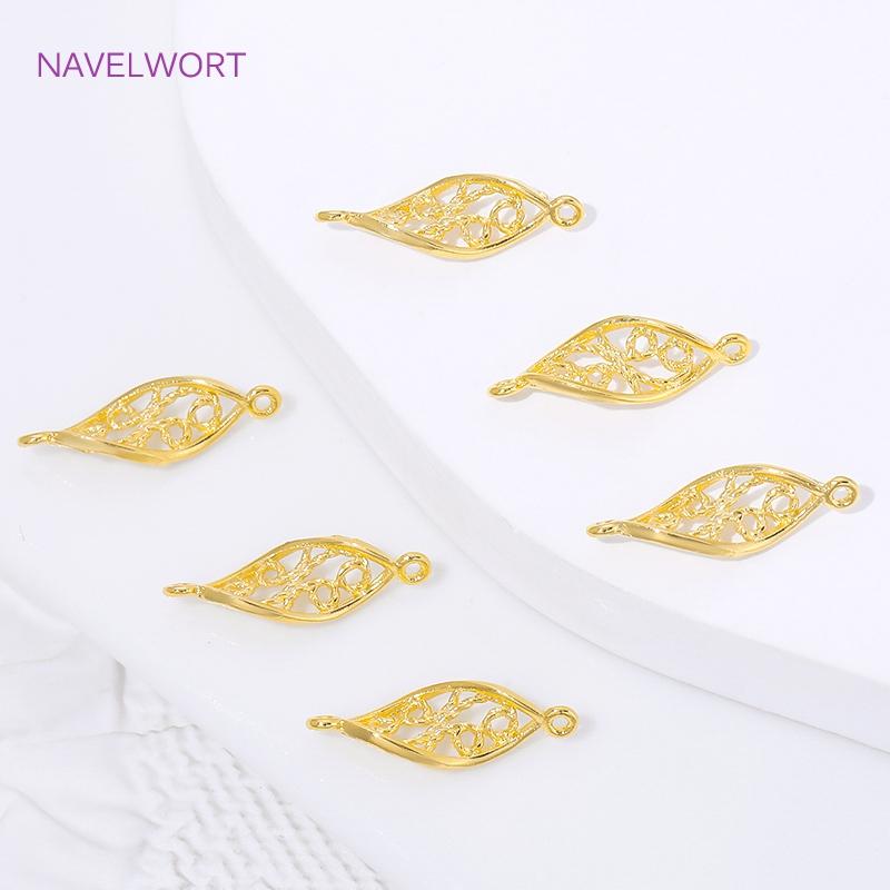 5/10Pcs 18K Gold Plated Brass Leaf Shape Connector Charms For Jewelry Making,Connector For Bracelets,DIY Earring Accessories