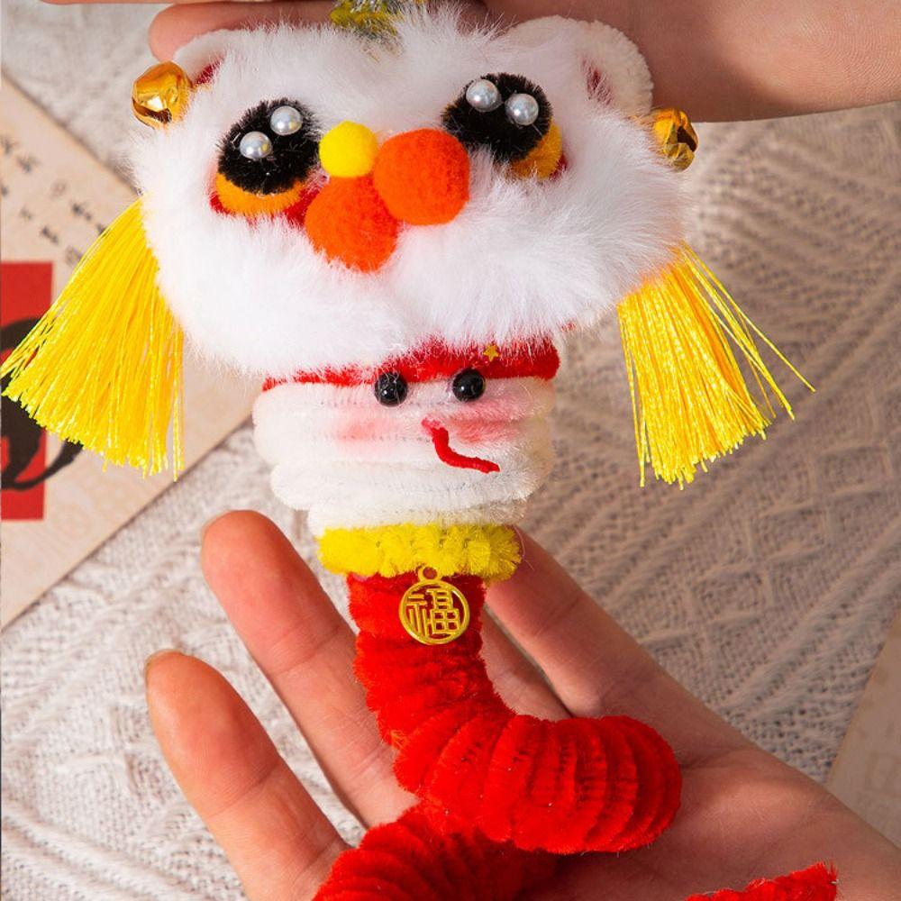 Iron Wire Strip Stick Handmade Plush New Year Craft Lunar Snake Year Ornament  Festival Decor
