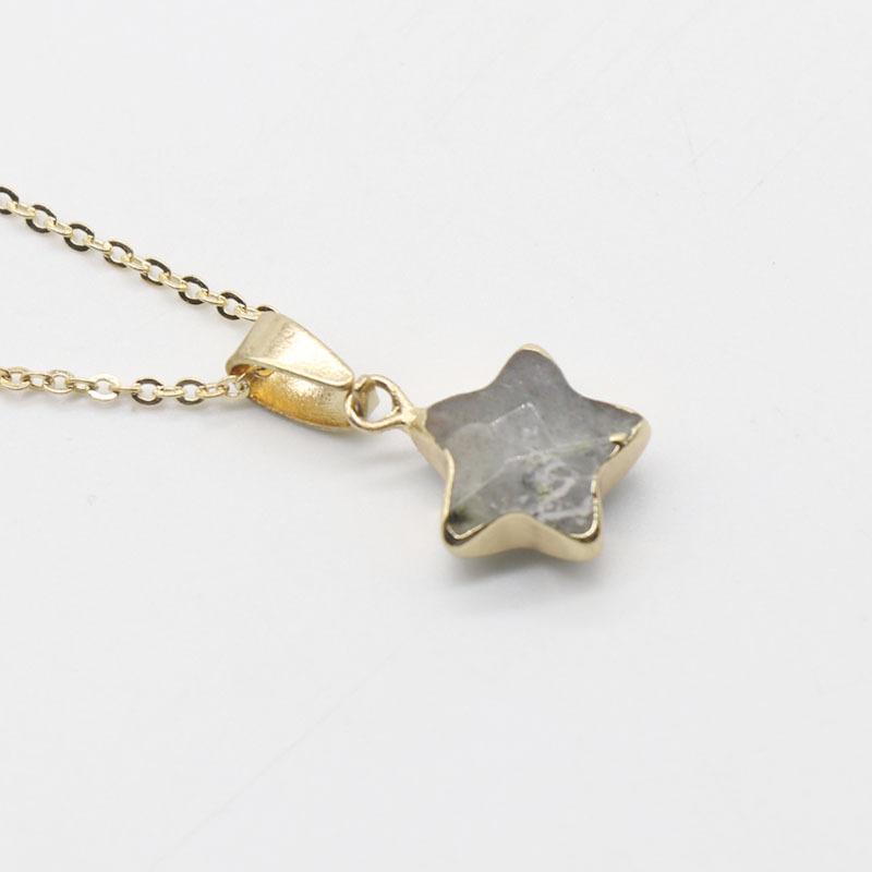 Dainty Natural Stone Gold Plated Star Gemstone Pendant Charm Pentagram Crystal Stone Pendant Necklace for Women Gift